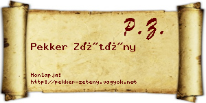Pekker Zétény névjegykártya